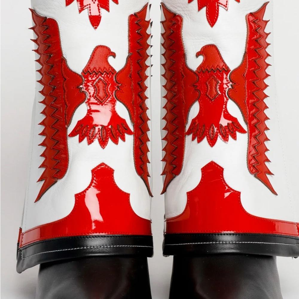 Stylish Red and White Ankle Boots